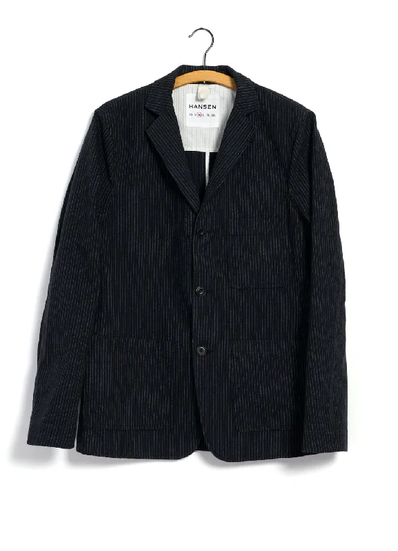 CHARLIE 28-32-2 | Easy Three Button Blazer | Black Pin Women's Luxurious Suit