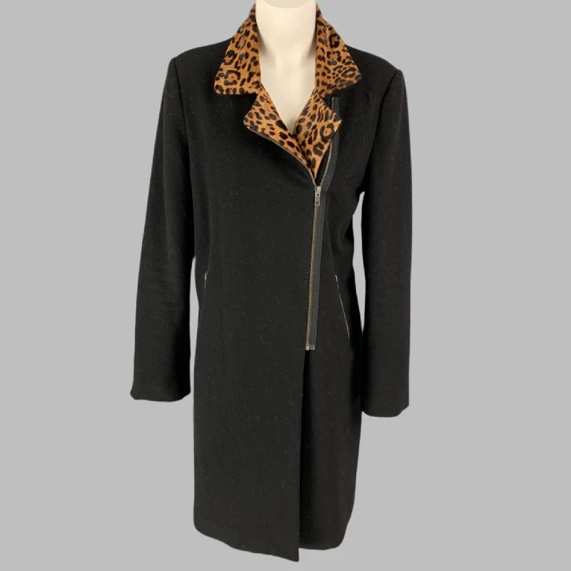 MASON Size 8 Black Tan Leopard Print Pont Hair Wool Blend Coat Blazer Duffle Coat Pea Coat MASON Size 8 Black Tan Leopard Print Pont Hair Wool Blend Coat Blazer Duffle Coat Pea Coat