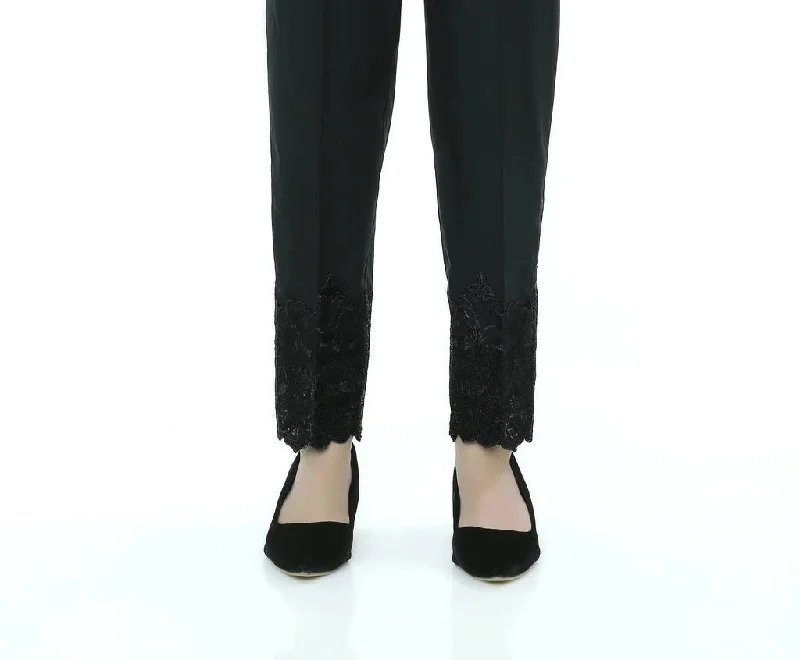 Lakhany 01 Piece Embroidered Stitched Trousers LSM-T-1618-Black Trousers Palazzo Wide Leg