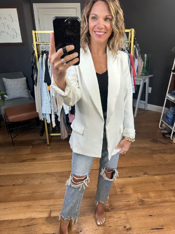 Mean Business Pocket Blazer - Ivory Women's Vintage Jacket