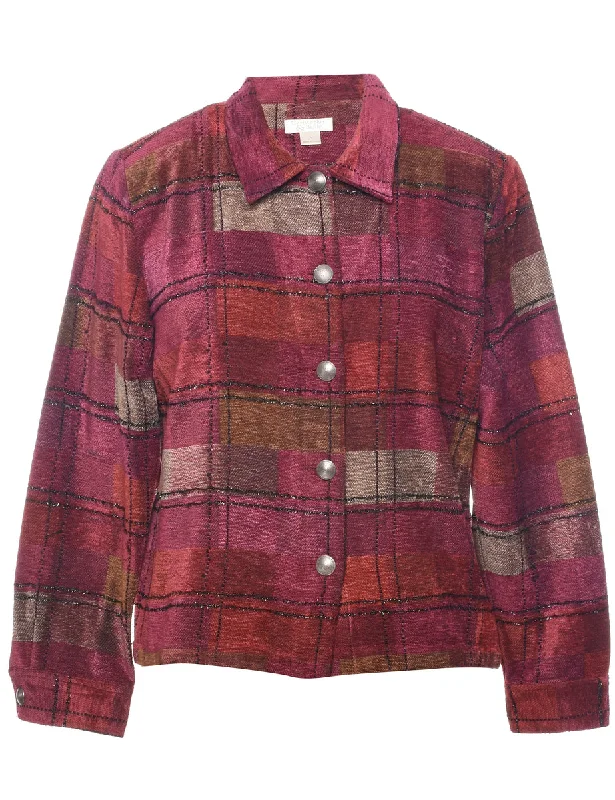 Checked Tapestry Jacket - L Wool Jacket Cashmere Jacket Tweed Jacket