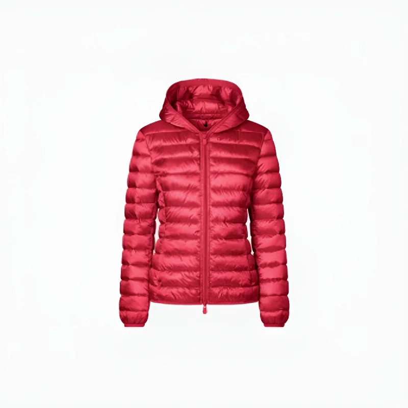 Woman's Alexis Hooded Puffer Jacket in Tango Red Herringbone Jacket Houndstooth Jacket Plaid Jacket Woman's Alexis Hooded Puffer Jacket in Tango Red Herringbone Jacket Houndstooth Jacket Plaid Jacket