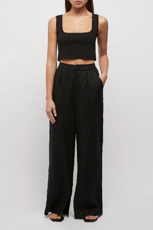 The Linen Wideleg Split Trouser Trousers Business Professional