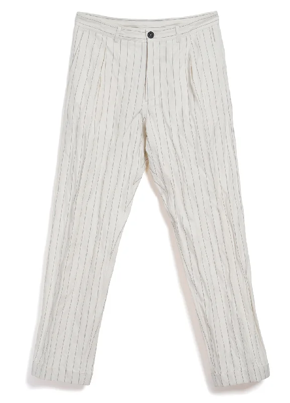 SUNE | Pleated Wide Cut Trousers | Ecru Pin Trousers Satin Smooth