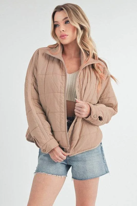 Aemi + Co Quilted Zip Up Puffer Jacket Oversized Jacket Tailored Jacket Straight Jacket Aemi + Co Quilted Zip Up Puffer Jacket Oversized Jacket Tailored Jacket Straight Jacket