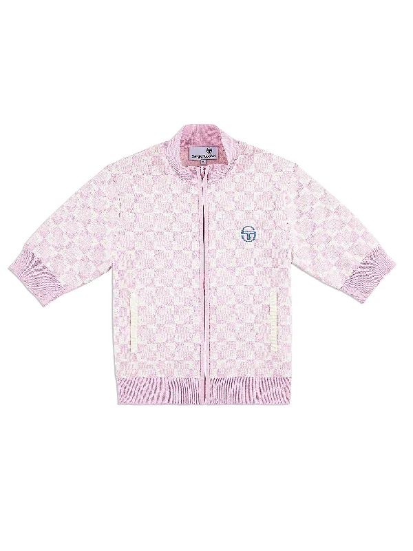 Leila Short Sleeve Track Jacket- Pale Mauve Stand-Up Collar Roll-Neck Collar Turtle Neck Leila Short Sleeve Track Jacket- Pale Mauve Stand-Up Collar Roll-Neck Collar Turtle Neck