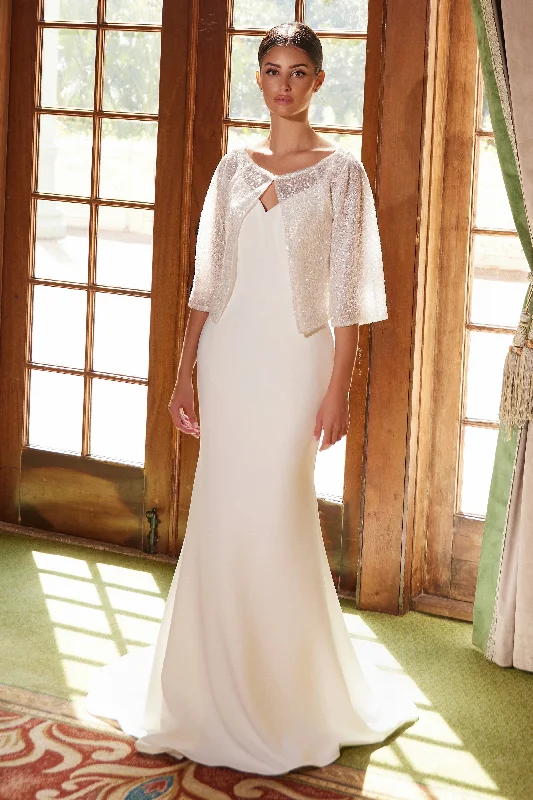 2-Piece Jacket Bridal Gown by Nox Anabel JW1030 Notch Collar Jacket Peter Pan Collar Jacket Cowl Neck Jacket 2-Piece Jacket Bridal Gown by Nox Anabel JW1030 Notch Collar Jacket Peter Pan Collar Jacket Cowl Neck Jacket