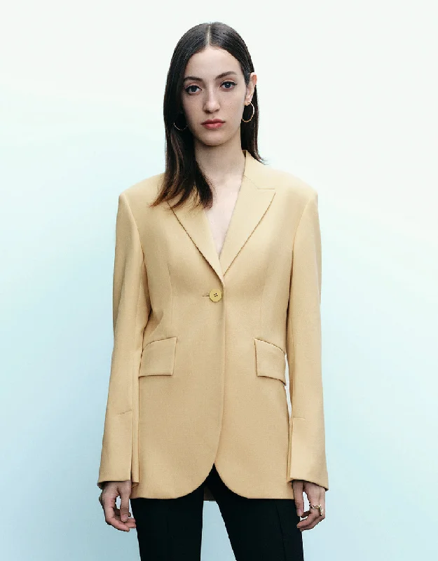 Peaked Lapel Straight Blazer Women's Formal Blazer