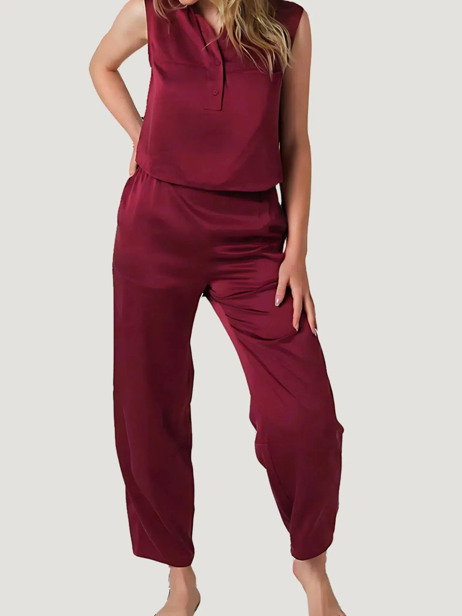 LUNYA Washable Silk Tank Shaped Pant Set flirty tank top