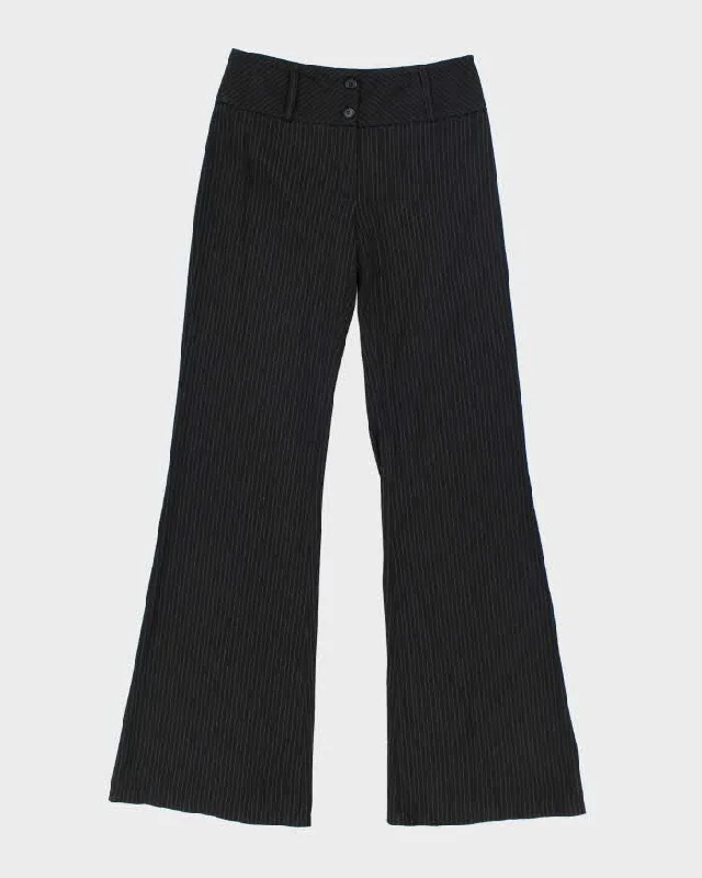 Y2k 00s Teenflo Striped Flare Suit Trousers - W28 L33 High Waist Slim Fit Ankle Length