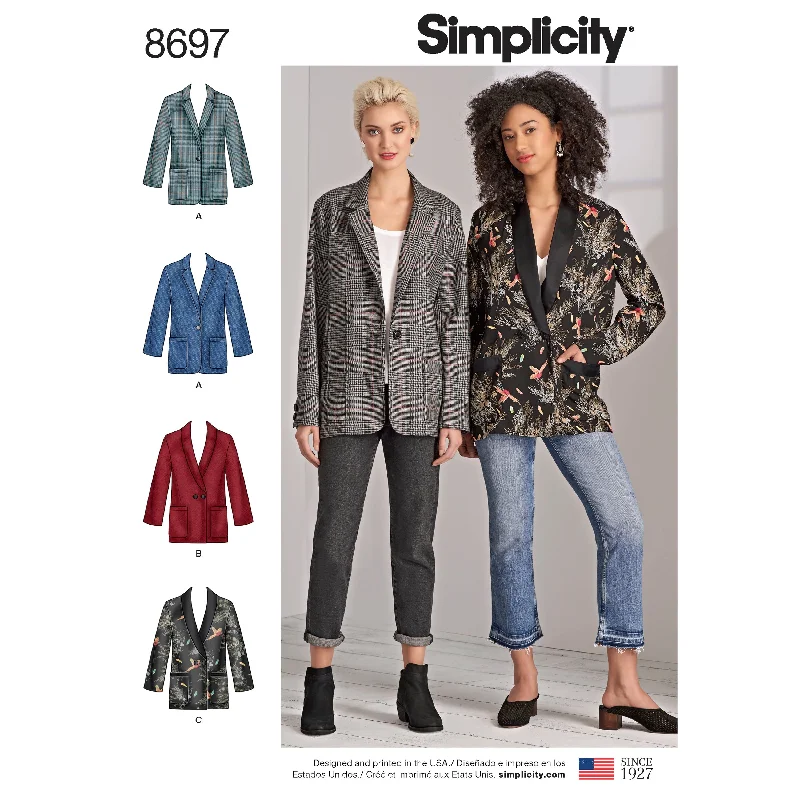 Simplicity Pattern 8697 Women’s / Plus Size Oversized Blazer Women's Fashion Blazer