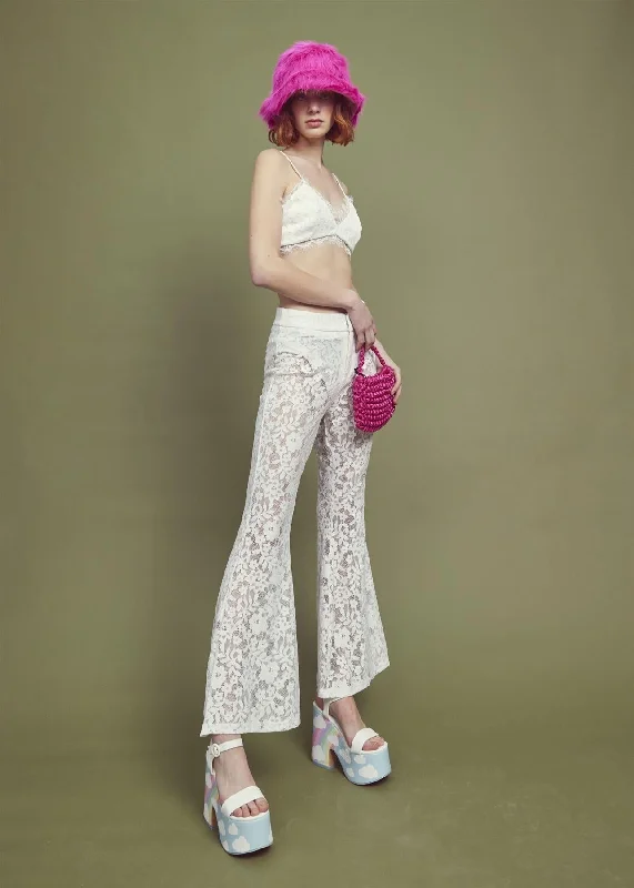 Flora Co-ord Flared Trousers -Ivory Trousers Fall Fleece