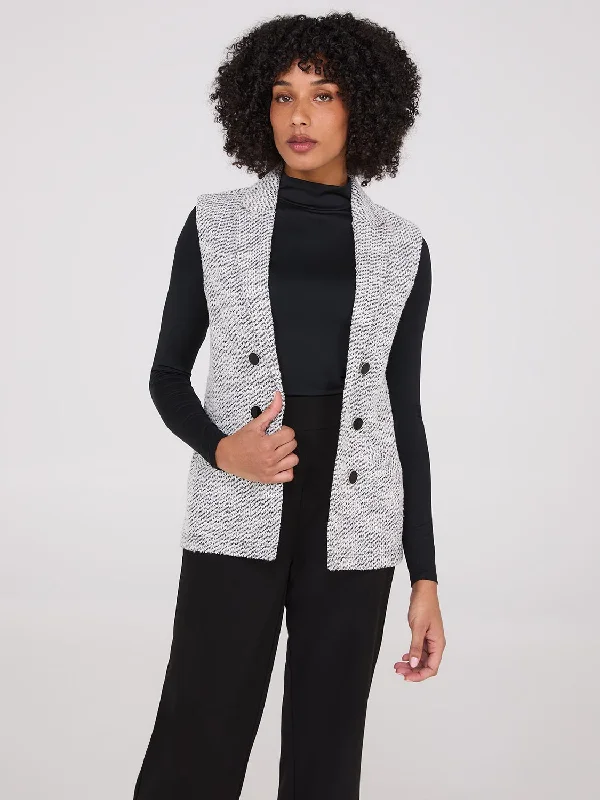 Bouclé Blazer Vest Women's Stripe Blazer