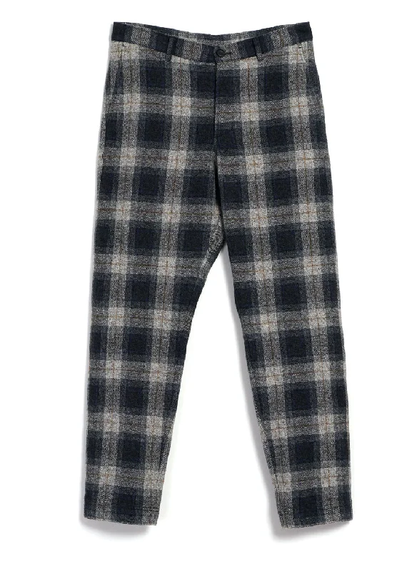 KEN 28-33-5 | Wide Cut Trousers | Blue Grey Checks Trousers Evening Elegant