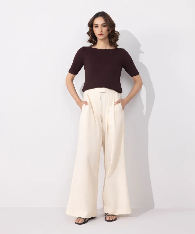 Linen Blend Pleated Trousers Trousers luxurious premium