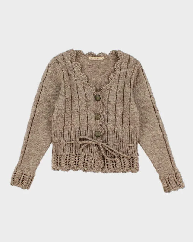 Darling 00s Brown Cardigan - M Faux Fur Fabric Real Fur Fabric Shearling Fabric