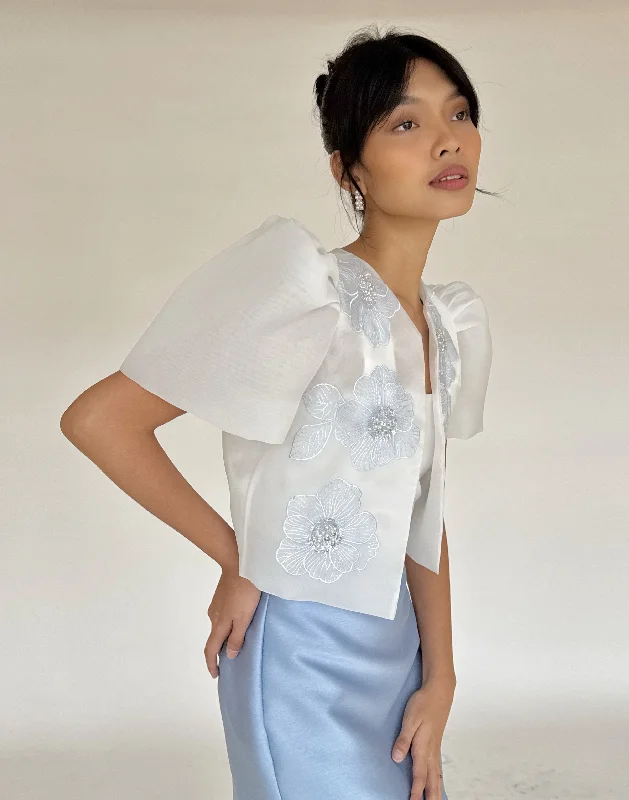 Cristina blazer (WHITE w/ EMBROIDERY) Women's Custom Jacket