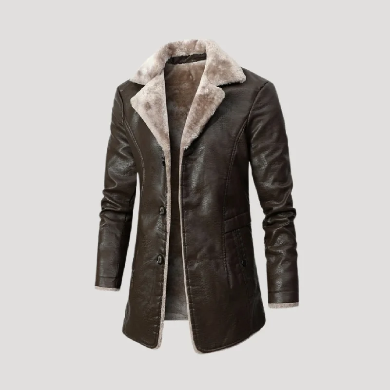 Luxury faux leather coat Turtleneck Wrap Cape