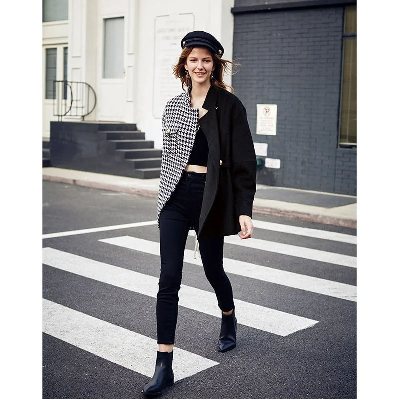 AEL Asymmetry Blazer casual Woollen jacket coat autumn winter swallow gird based ladies wear 2022 new Women's Trendy Blazer