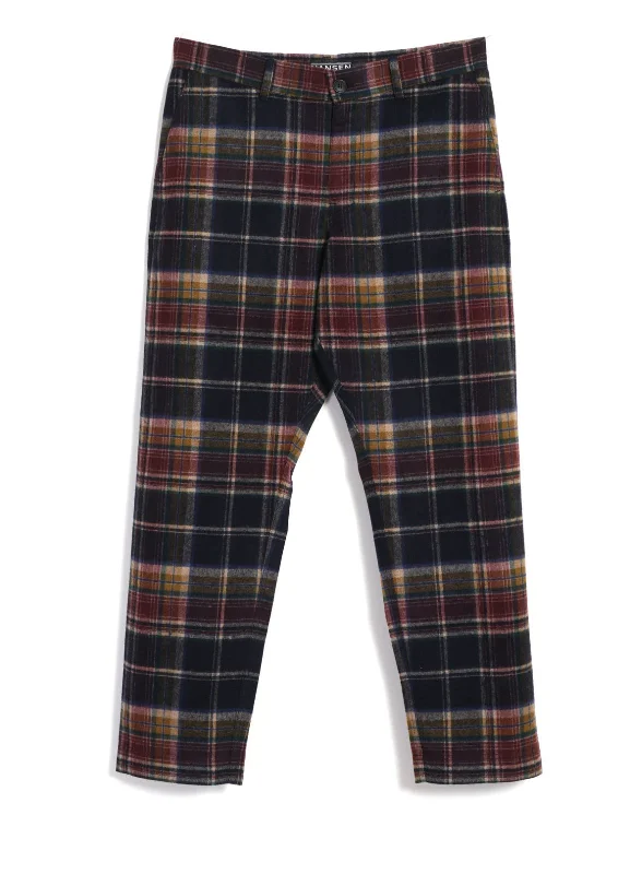 TYGE | Wide Cut Cropped Trousers | Multi Colour Check Trousers Formal Black