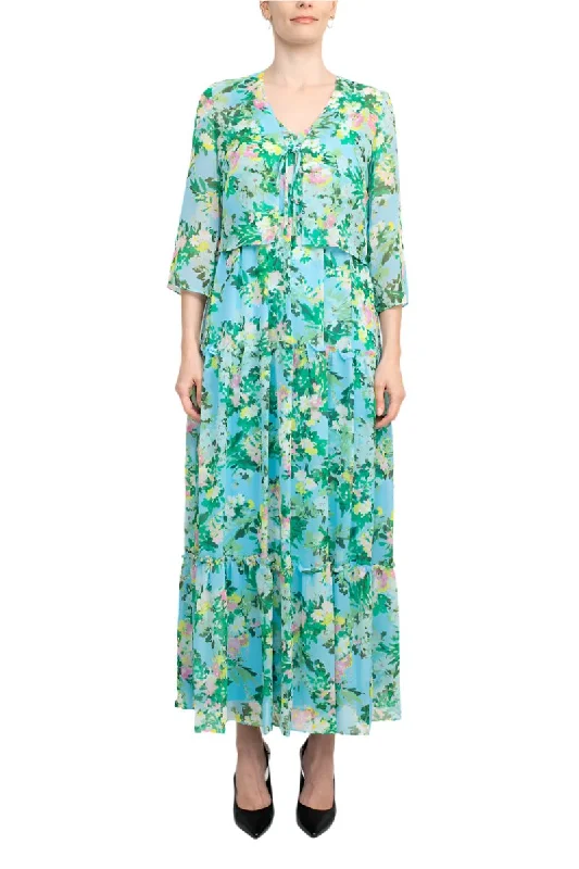 Maison Tara 27172MA Long Floral Mother of the Bride Jacket Dress Zip Front Button Front Snap Front Maison Tara 27172MA Long Floral Mother of the Bride Jacket Dress Zip Front Button Front Snap Front