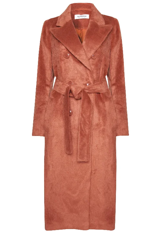 Glamorous Rust Double Breasted Long Line Coat A-Line Ball Gown Mermaid