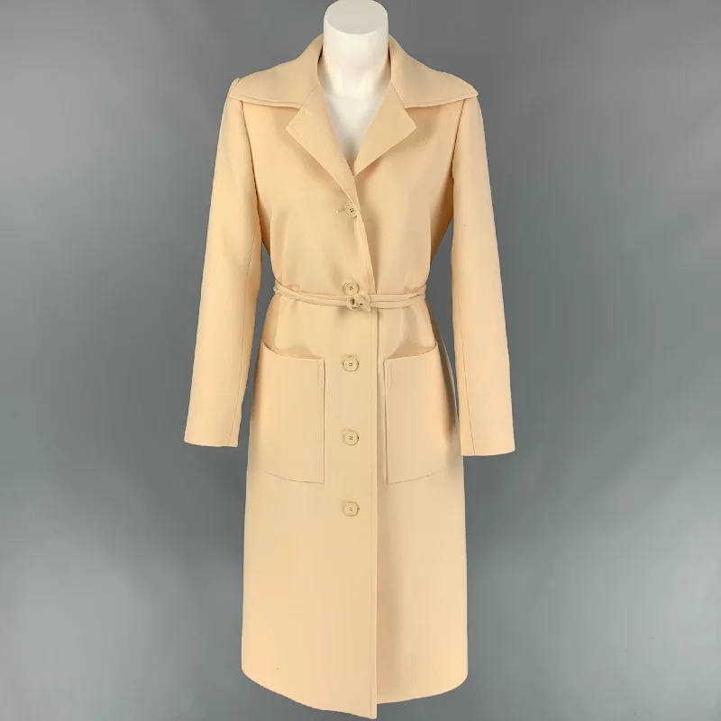 Vintage Nouvelle Boutique by HUBERT de GIVENCHY Size M Cream Twill Belted Coat Fitted Loose Oversized Vintage Nouvelle Boutique by HUBERT de GIVENCHY Size M Cream Twill Belted Coat Fitted Loose Oversized