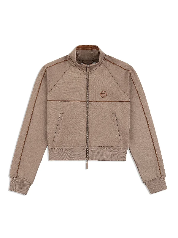 Miss Lioni Track Jacket- Taupe Grey Fleece Jacket Down Jacket Feather Jacket