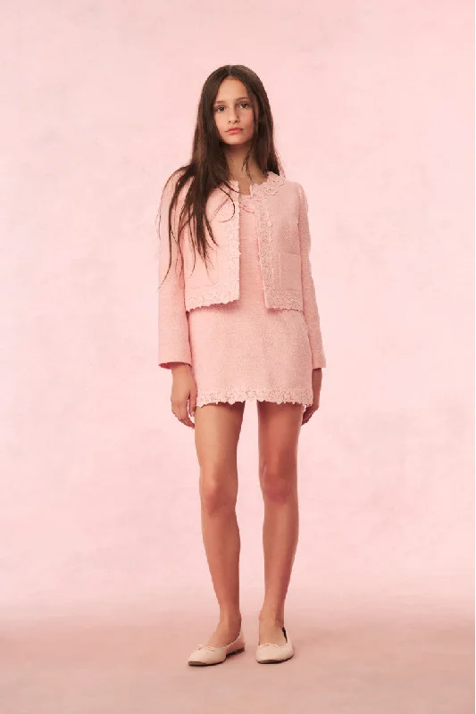 Girls Riviere Tweed Jacket Satin Jacket Silk Jacket Chiffon Jacket