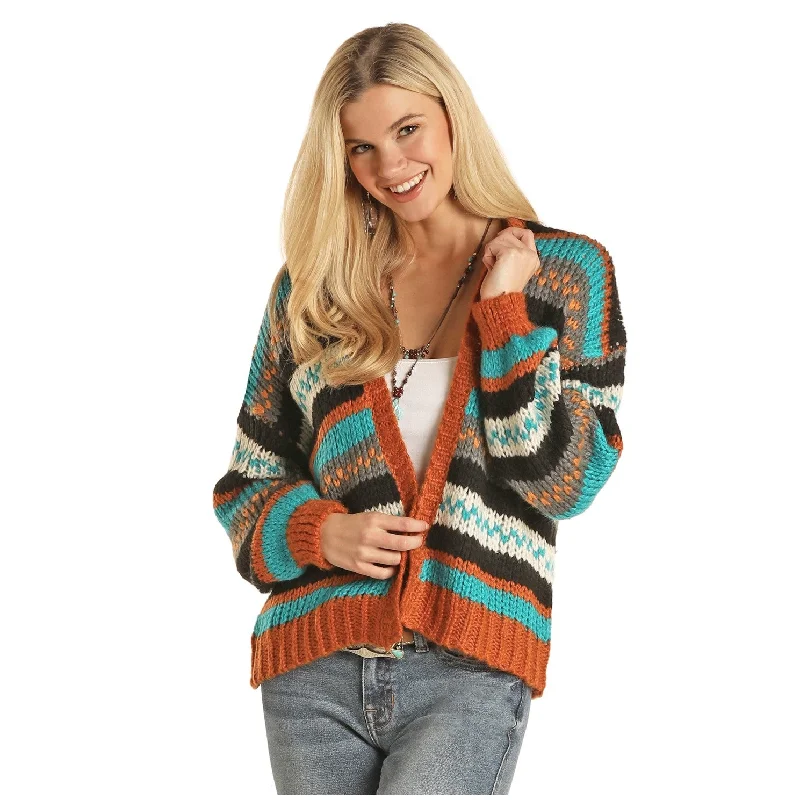 Rock & Roll Cowgirl® Ladies Multi-Color Striped Cardigan 46-2377 Jersey Fabric Tulle Fabric Batik Fabric Rock & Roll Cowgirl® Ladies Multi-Color Striped Cardigan 46-2377 Jersey Fabric Tulle Fabric Batik Fabric