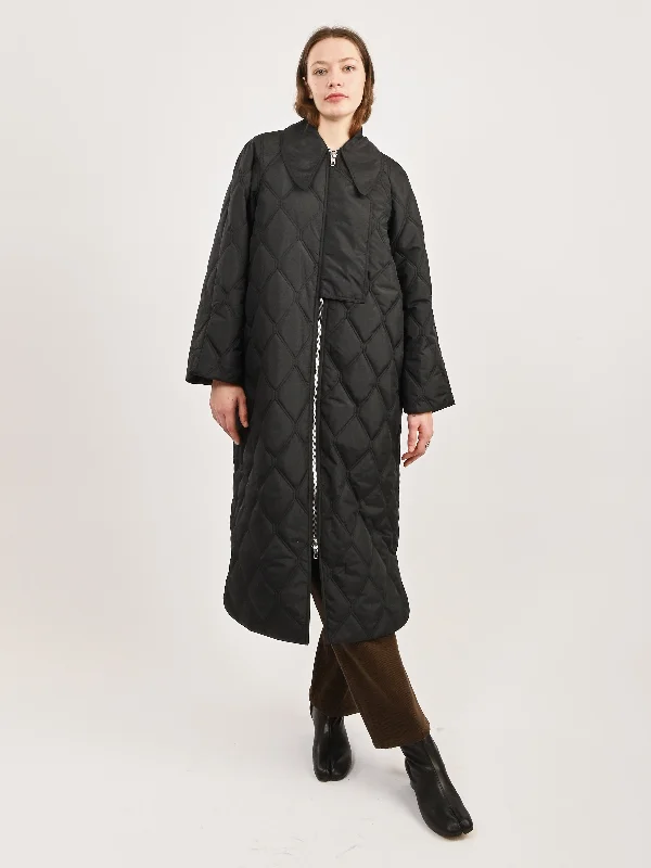 Black Ripstop Quilt Coat Houndstooth Coat Plaid Coat Tartan Coat