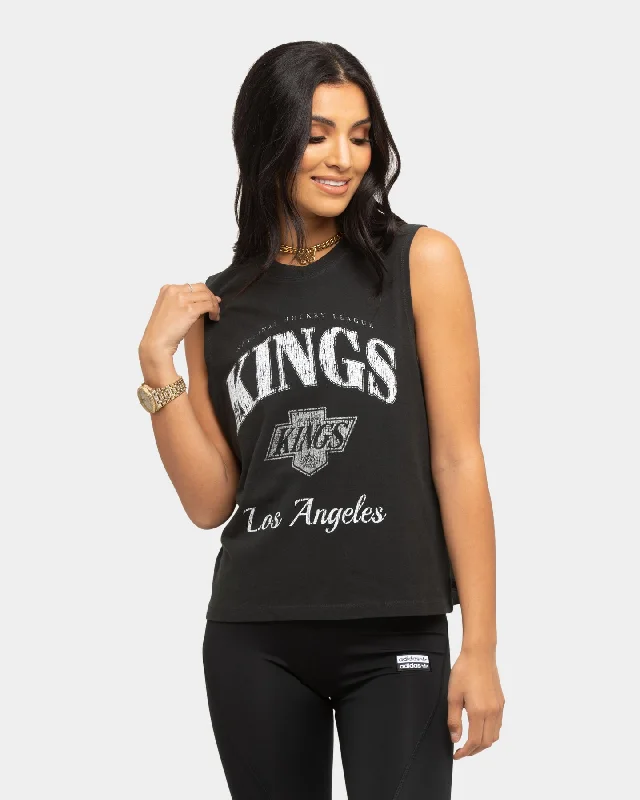 Majestic Athletic Women's Los Angeles Kings Vintage Gym Tank Black metallic tank top