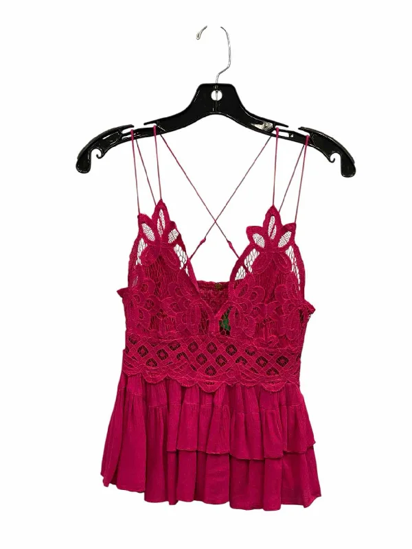 Free People Size S Pink Lace Tank Top loose fit tank