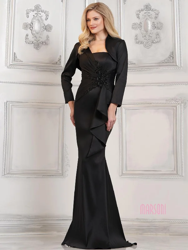 Marsoni MV1294 Long Beaded Formal Jacket Dress Knit Fabric Woven Fabric Fleece Fabric Marsoni MV1294 Long Beaded Formal Jacket Dress Knit Fabric Woven Fabric Fleece Fabric