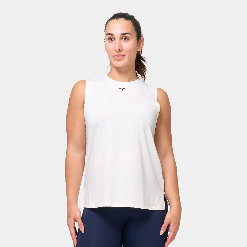Essential Crew Neck Tank - Pearl White layering tank top