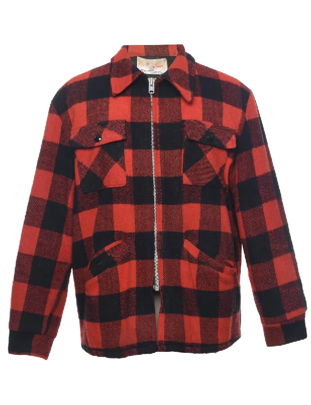Checked Wool Jacket - L Chenille Jacket Brocade Jacket Lace Jacket