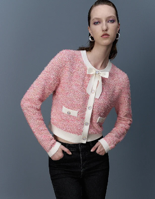 Crew Neck Knitted Cardigan Stylish Fashionable Trendy