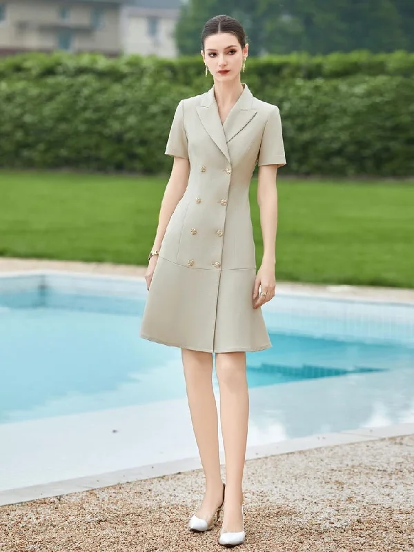 Sophisticated Double-Breasted Blazer Dress Plus Size Women's Coat