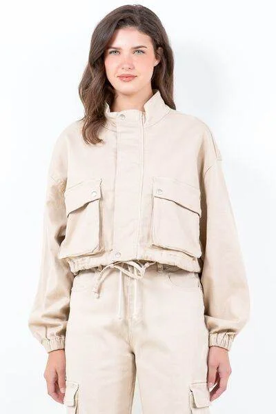 American Bazi Drawstring Hem Cargo Pocket Cropped Worker Jacket Plus Size Collared Jacket Crew Neck Jacket Turtle Neck Jacket American Bazi Drawstring Hem Cargo Pocket Cropped Worker Jacket Plus Size Collared Jacket Crew Neck Jacket Turtle Neck Jacket