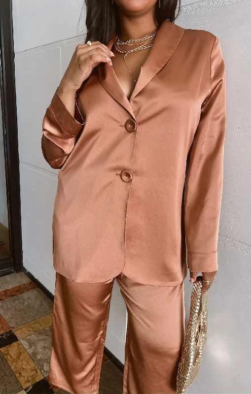 Felix Blazer ~ Copper Luxe Satin Winter Women's Blazer