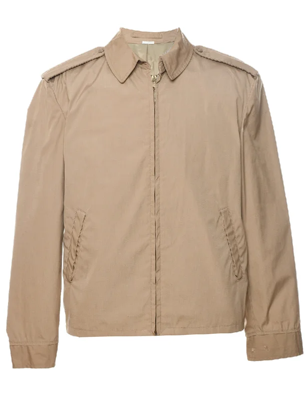 Light Brown Tailored Zip-Front Jacket  - M Denim Jacket Leather Jacket Suede Jacket
