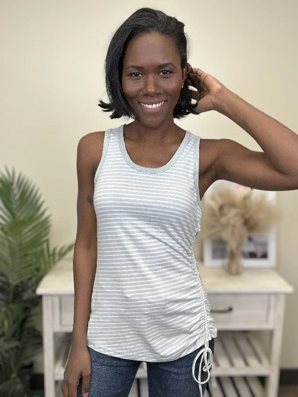 The Obvious Women's Ruched Side Scoop Neck Tank Top stylish tank top