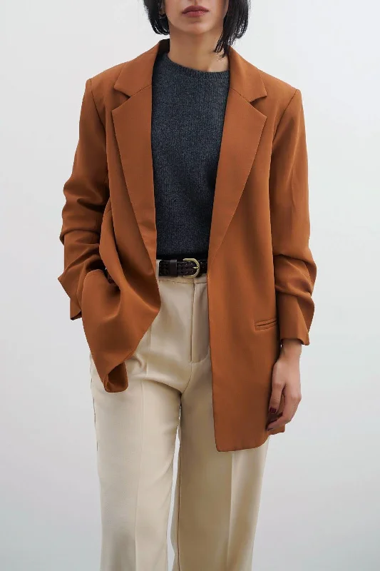BASIC BLAZER WITH RUCHED SLEEVE Women's Handmade Blazer
