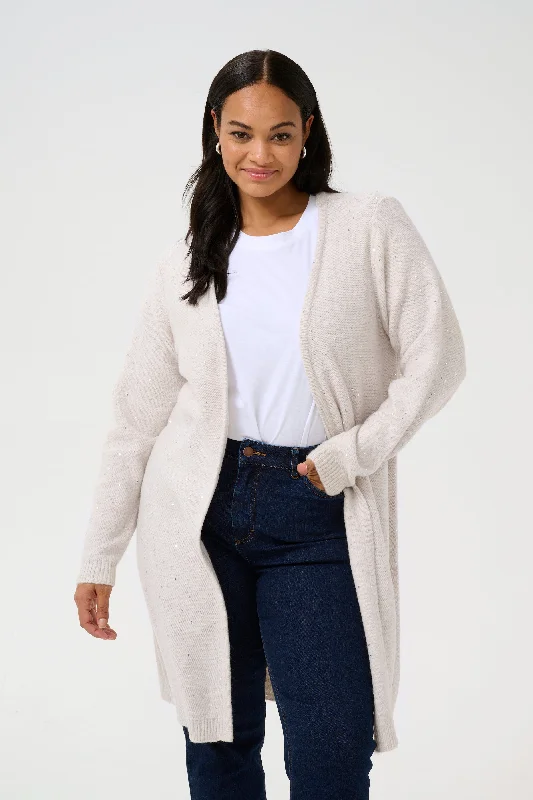 lange cardigan met subtiele pailletten Asymmetrical,ymmetric Pencil Cardigan