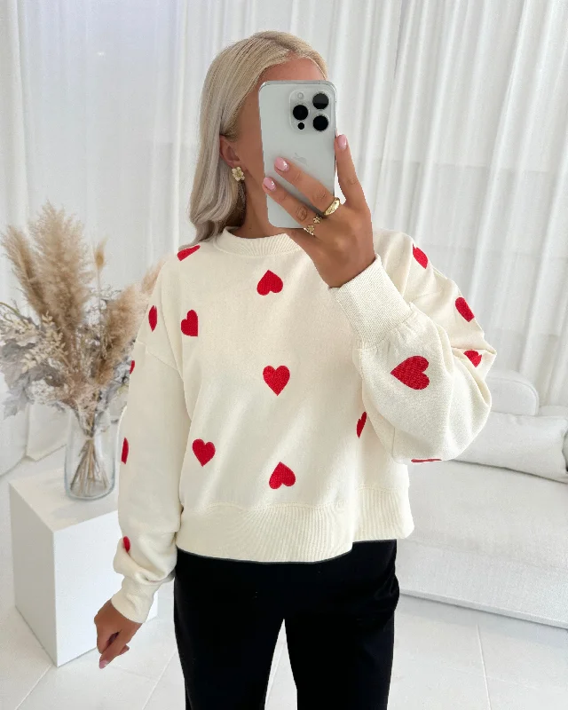 Sister's Point sweater hike-sw8 porcelain/ruby Seamless Knitted Crochet