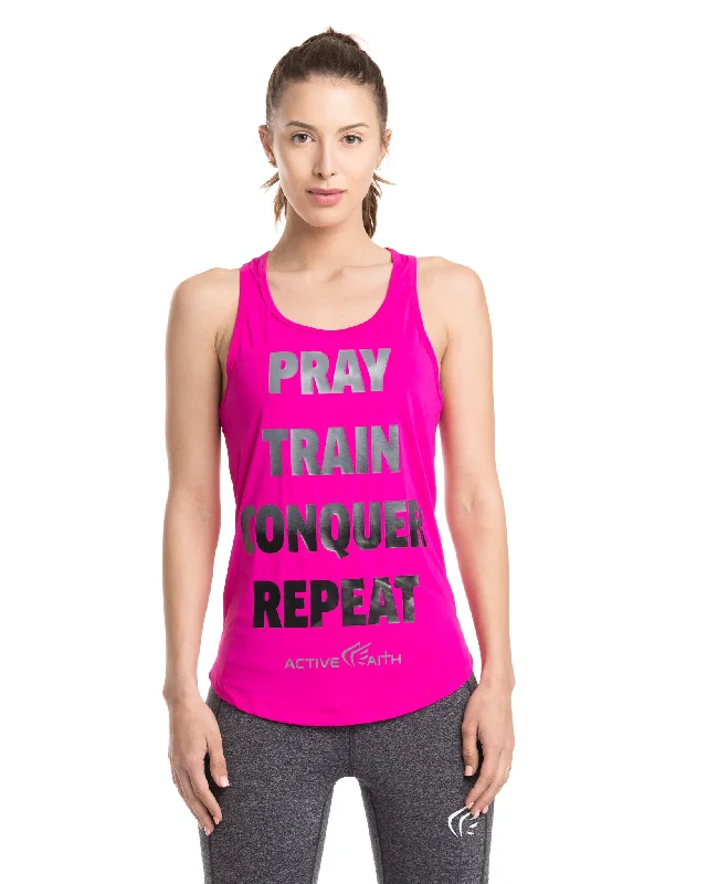 Women's "Pray Repeat" Word Tank workout tank top