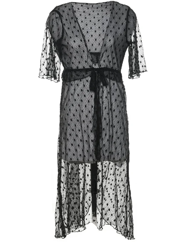 Classic Black Sheer Lace Evening Jacket - M Bomber Jacket Anorak Windbreaker