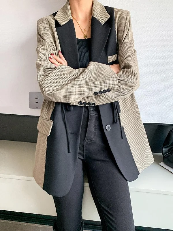 Dark Academia Double Color Blazer Women's Trendy Jacket