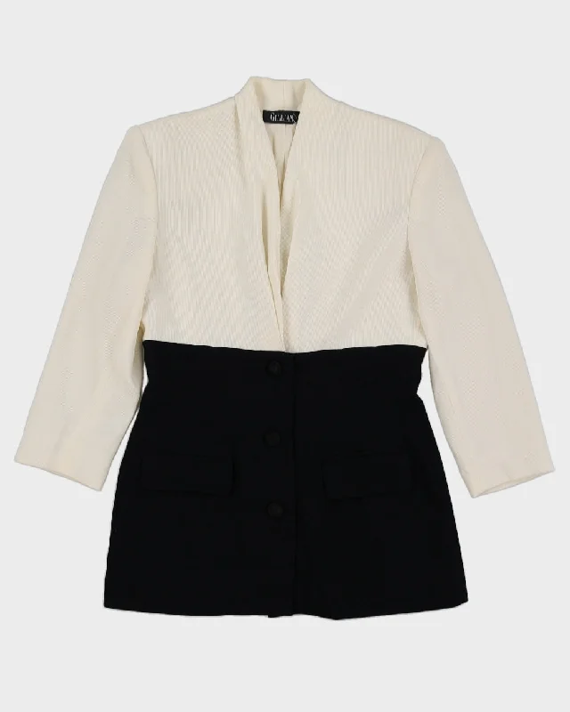1990s Black and White Block Colour Blazer - S Women's Navy Jacket