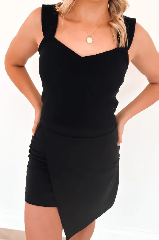 Storm Rib Ruched Tank Black charcoal tank top